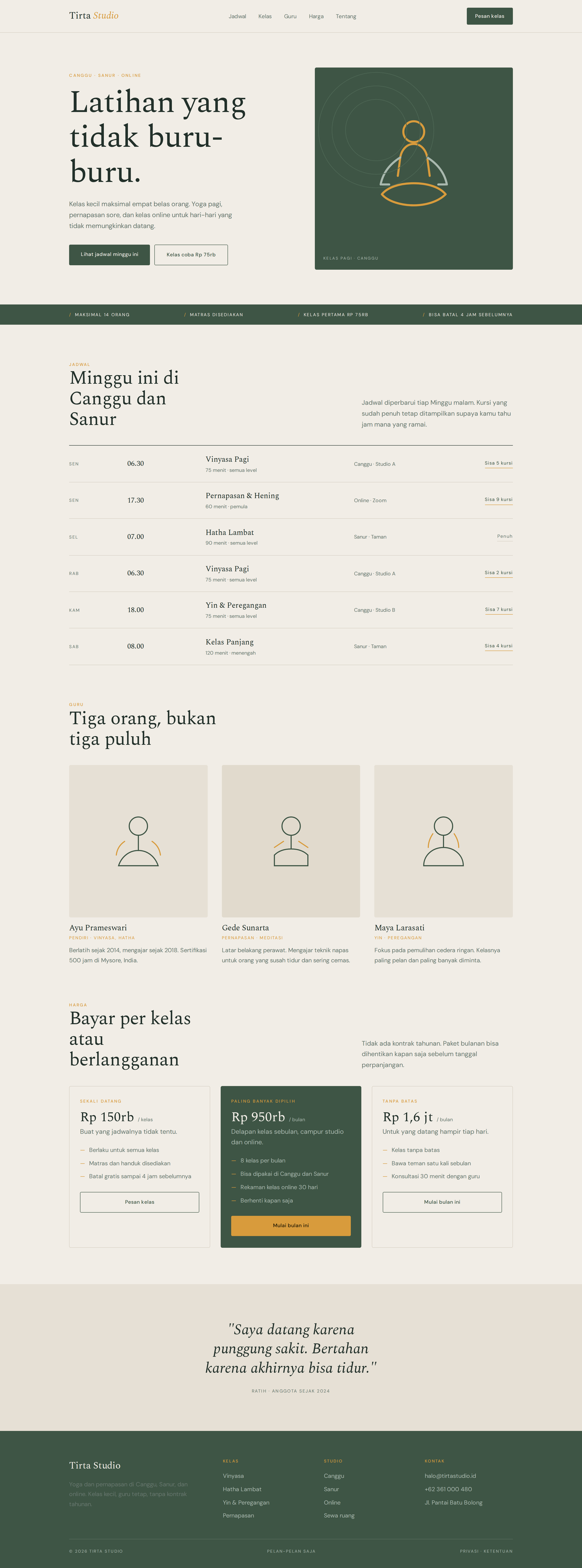Beranda Tirta Studio di layar desktop