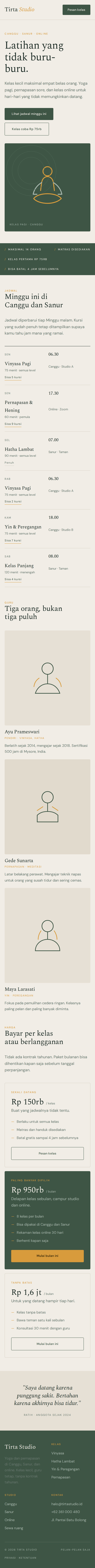 Beranda Tirta Studio di layar HP