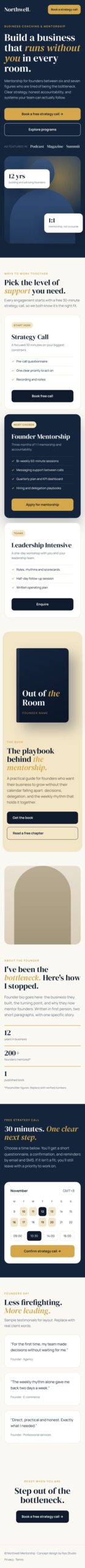 Coaching one-page website mobile